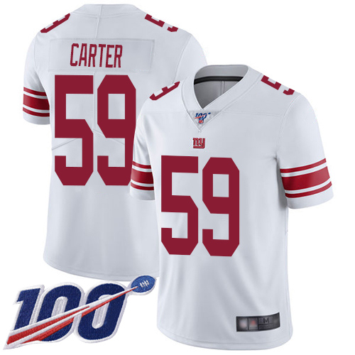 Men New York Giants #59 Lorenzo Carter White Vapor Untouchable Limited Player 100th Season Football NFL Jersey